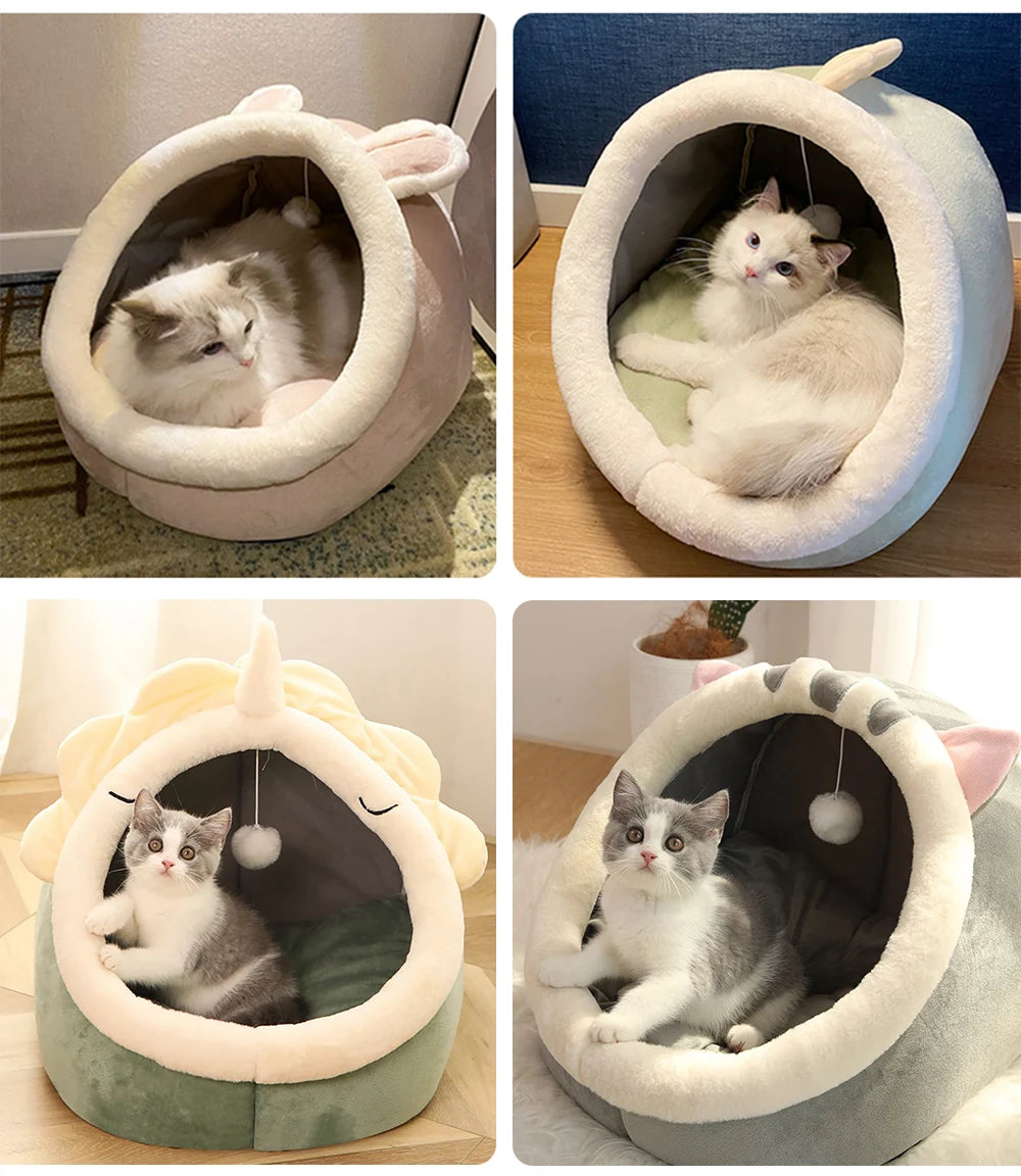 Deep Sleep Cat Bed – Foldable & Washable Cave Bed for Cats & Small Dogs