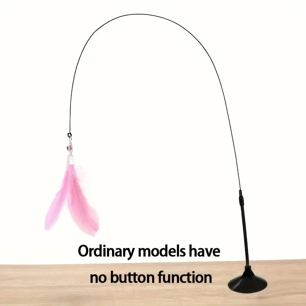 Cat Teaser Wand – Interactive Bell & Feather Toy with Suction Cup