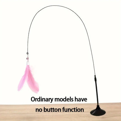 Cat Teaser Wand – Interactive Bell & Feather Toy with Suction Cup
