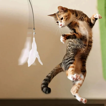 Cat Teaser Wand – Interactive Bell & Feather Toy with Suction Cup