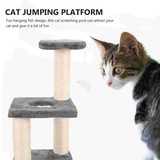 Cat Tree Climbing Frame – Wear-Resistant Scratching Pole in Light Grey