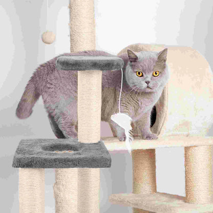 Cat Tree Climbing Frame – Wear-Resistant Scratching Pole in Light Grey