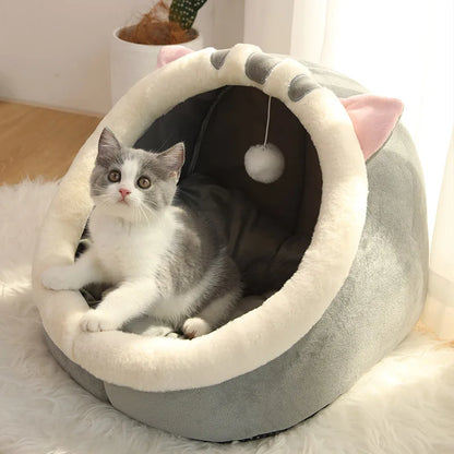 Deep Sleep Cat Bed – Foldable & Washable Cave Bed for Cats & Small Dogs