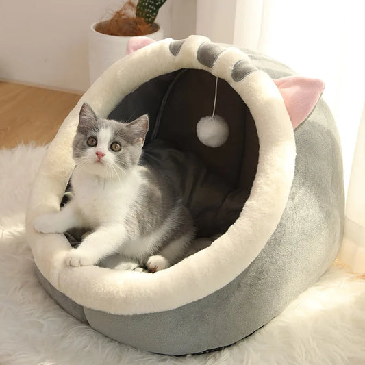 Deep Sleep Cat Bed – Foldable & Washable Cave Bed for Cats & Small Dogs