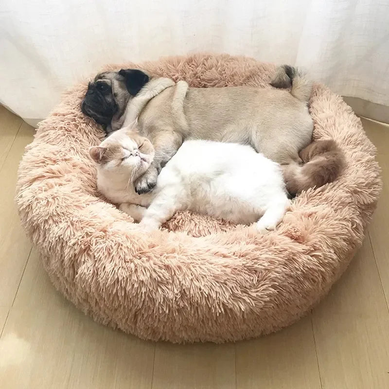 Round Pet Bed – Donut Plush Bed for Dogs & Cats