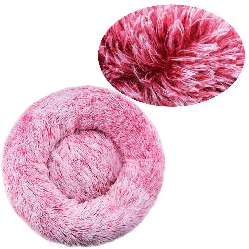 Round Pet Bed – Donut Plush Bed for Dogs & Cats