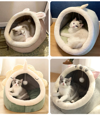 Deep Sleep Cat Bed – Foldable & Washable Cave Bed for Cats & Small Dogs