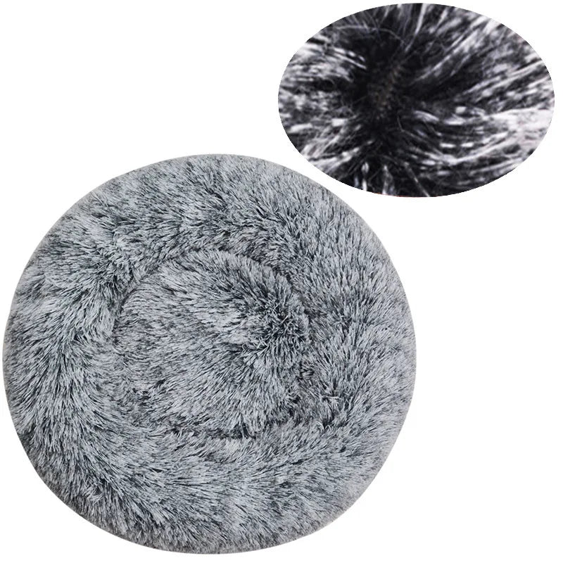 Round Pet Bed – Donut Plush Bed for Dogs & Cats