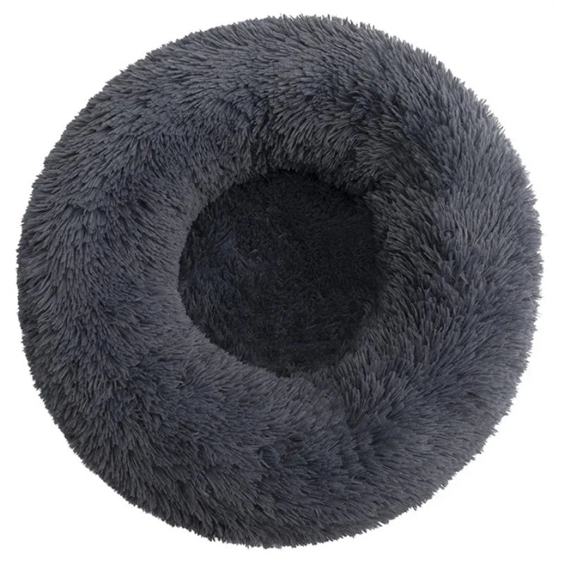 Round Pet Bed – Donut Plush Bed for Dogs & Cats