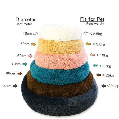 Round Pet Bed – Donut Plush Bed for Dogs & Cats