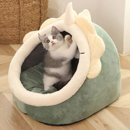 Deep Sleep Cat Bed – Foldable & Washable Cave Bed for Cats & Small Dogs
