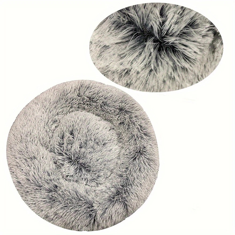 Round Pet Bed – Donut Plush Bed for Dogs & Cats