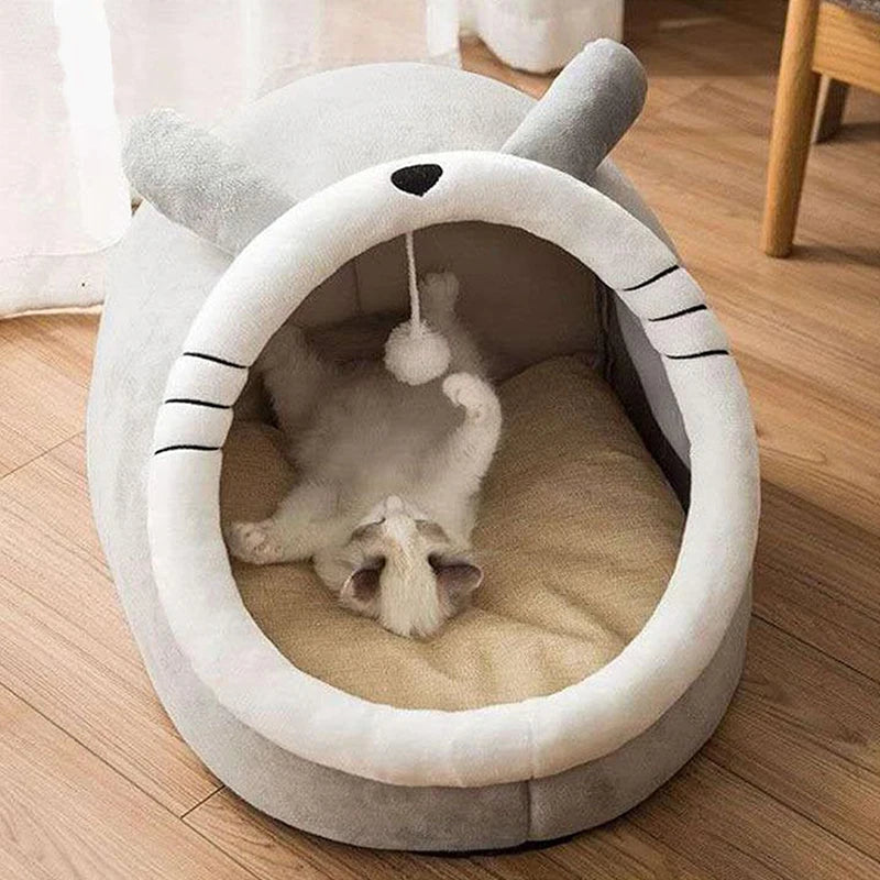 Deep Sleep Cat Bed – Foldable & Washable Cave Bed for Cats & Small Dogs