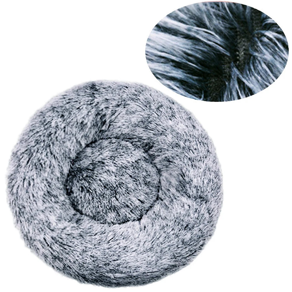 Round Pet Bed – Donut Plush Bed for Dogs & Cats