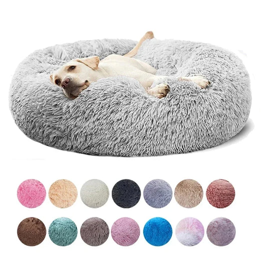 Round Pet Bed – Donut Plush Bed for Dogs & Cats