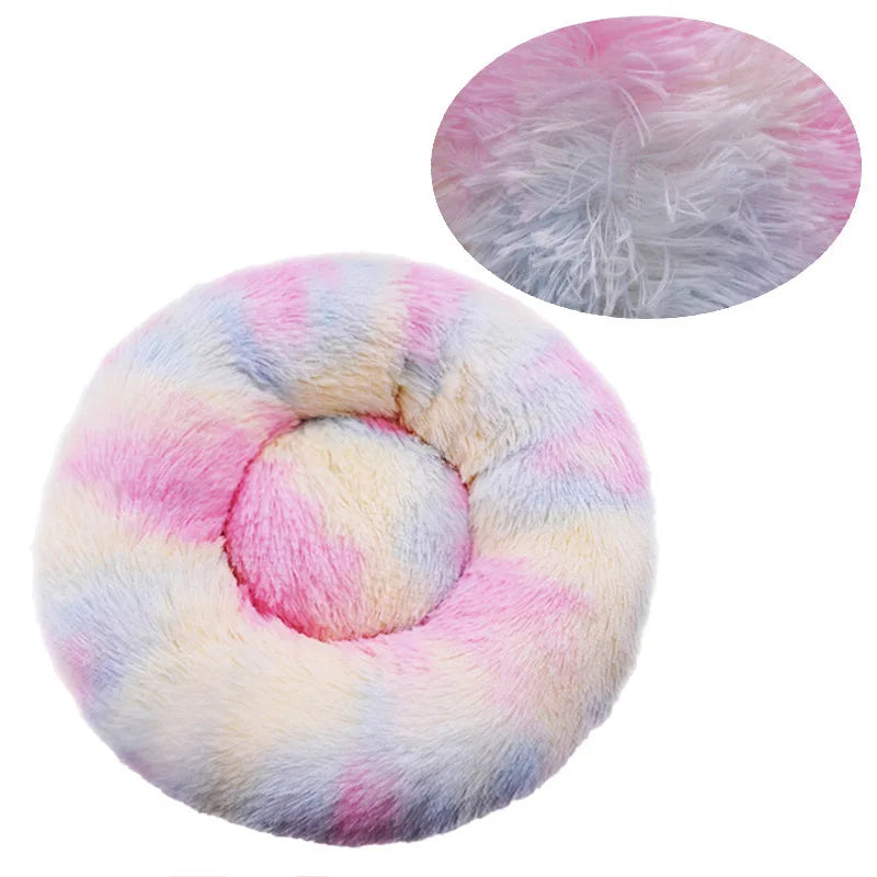 Round Pet Bed – Donut Plush Bed for Dogs & Cats
