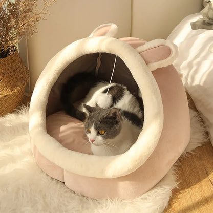Deep Sleep Cat Bed – Foldable & Washable Cave Bed for Cats & Small Dogs
