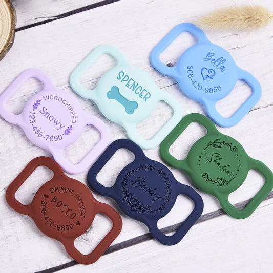 Custom AirTag Case – Colorful Silicone GPS Tracker for Dog & Cat Collar